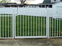 <b>Alumi-Guard 3-Rail Residential Belmont Pressed Spear White Aluminum Fence with Single Arched Gate</b>